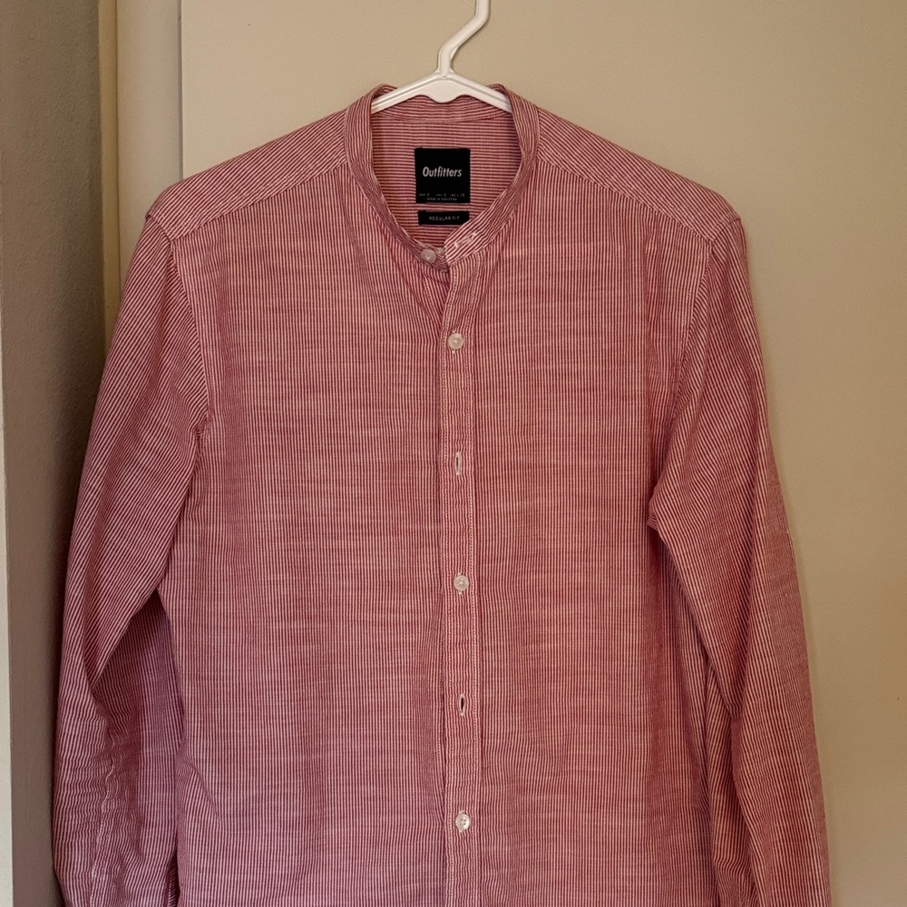 Outfitters Men's Red Striped Casual Shirt